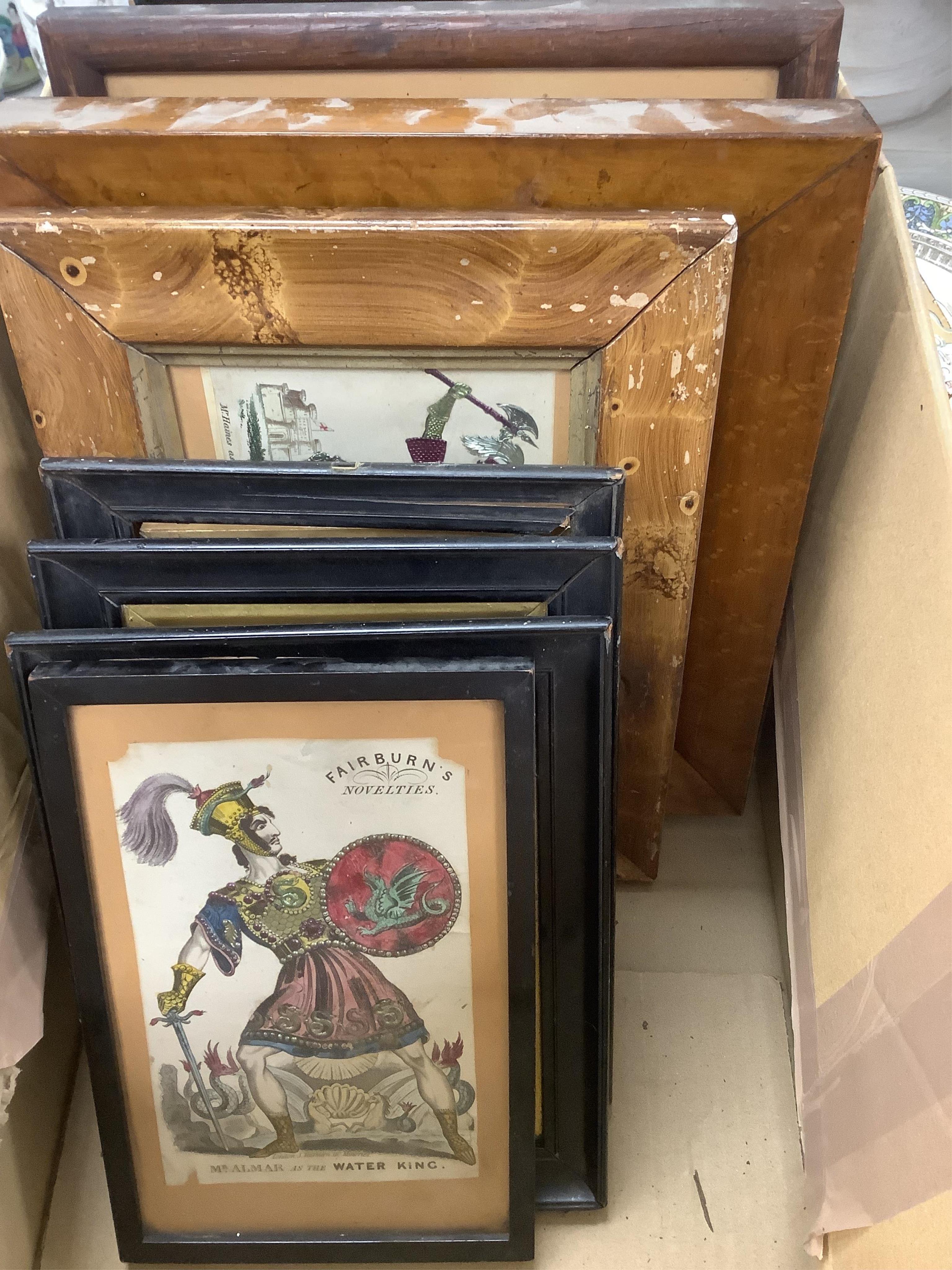 Juvenile Drama, a collection of twelve Victorian and coloured and foiled theatrical prints, framed and glazed
